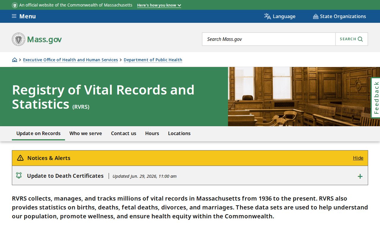 Norwood residents directory vital records route through Massachusetts RVRS