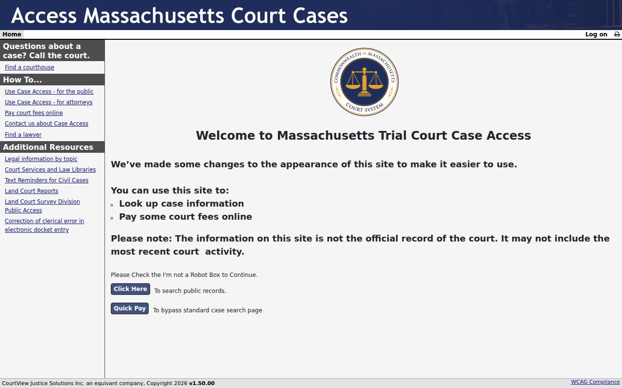 Norwood resident lookup using the MassCourts public search