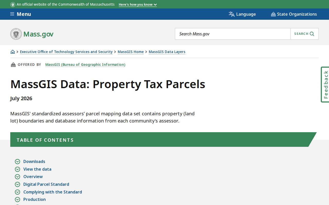 Norwood street directory MassGIS property tax parcel data
