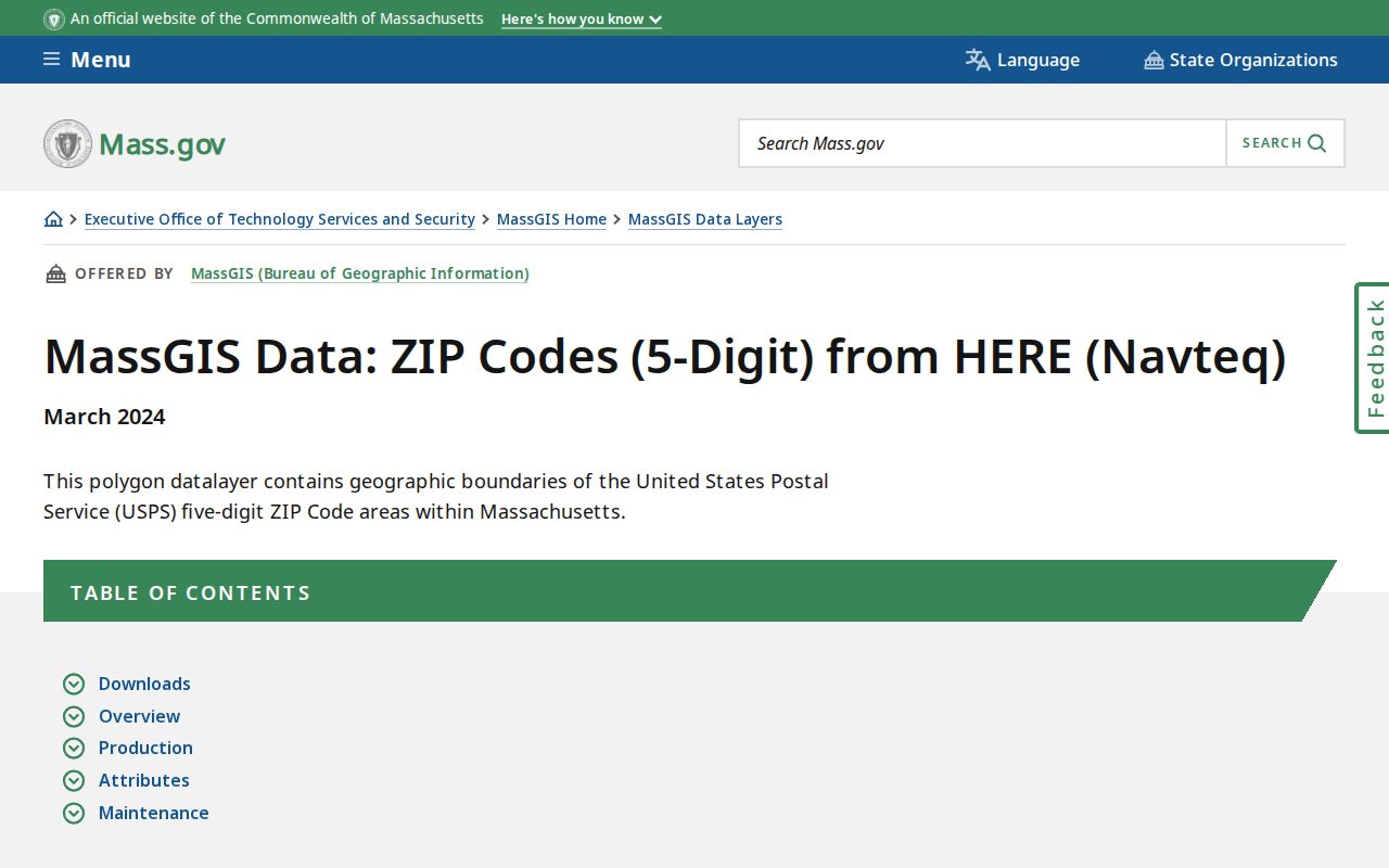 Norwood ZIP directory MassGIS ZIP data